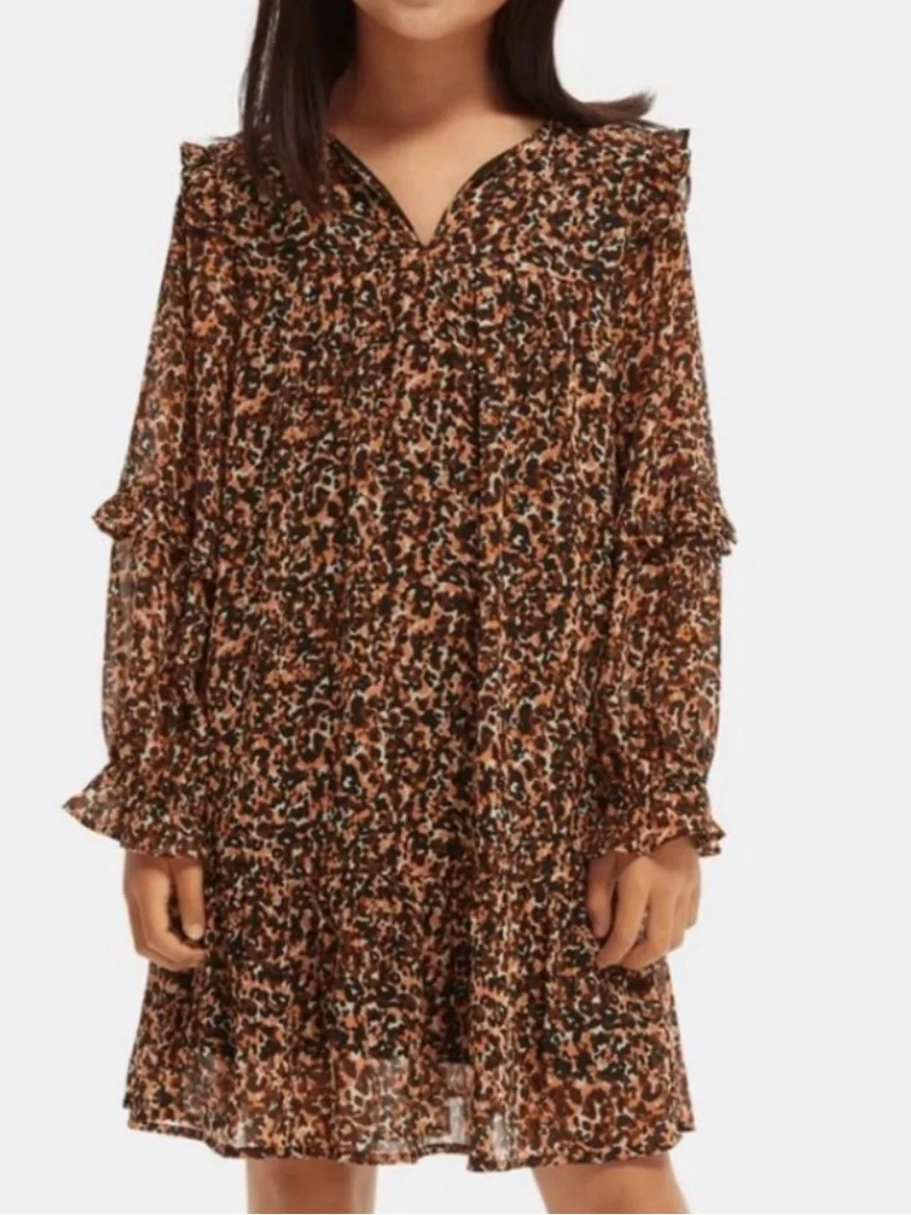 Scotch & Soda Dress Girls Size XL Leopard Print Wide Oversized Fit